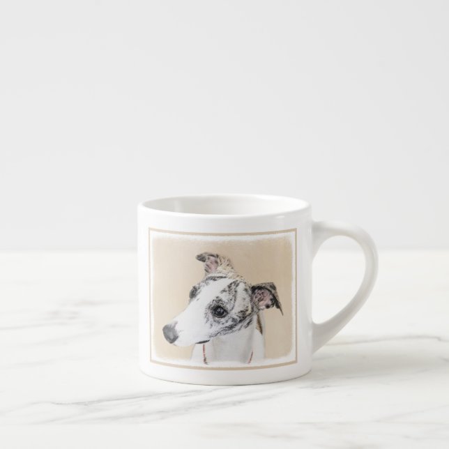 Whippet målning - gullig original- hundkonst espressomugg (Höger)