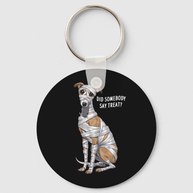 Whippet-mumie Halloween hunduppvisning Nyckelring (Framsida)