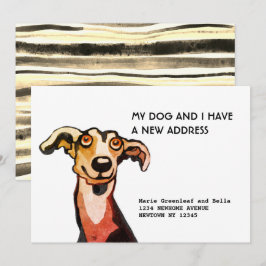 Whippet och jag har flyttat, Platt anmälningskort Meddelande