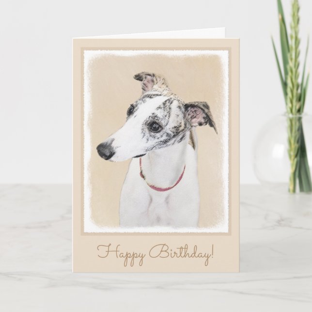Whippet Painting - Cute Original Dog Art Kort (Framsida)