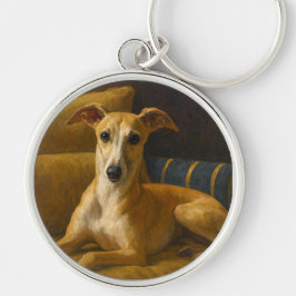 Whippet Rund Silverfärgad Nyckelring