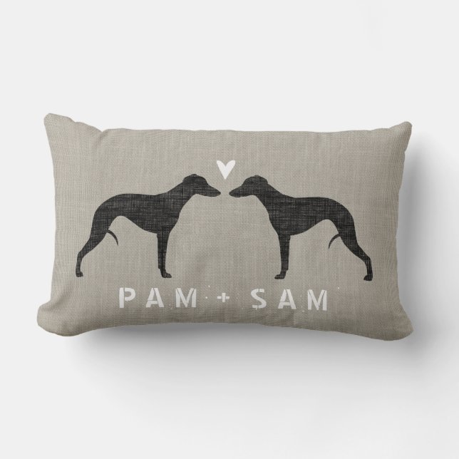 Whippet Silhouetteskärlek - personifiera Lumbarkudde (Framsida)