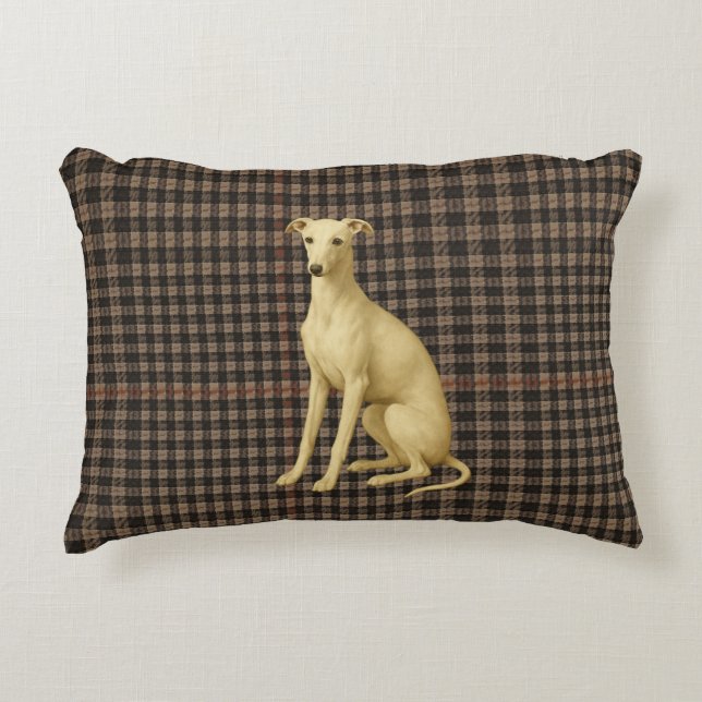Whippet tartan / plaid / tweed accdent cushion prydnadskudde (Framsidan)