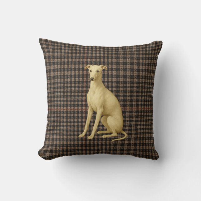 Whippet tartan / plaid / tweed cushion kudde (Framsida)