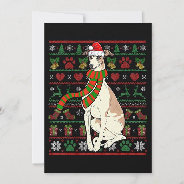 Whippet Tomte Rolig Hundälskare Jul Julkort (Framsida)