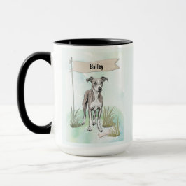 Whippet Watercolor Personalized Dog Mugg