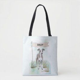 Whippet Watercolor Personalized Dog Tygkasse