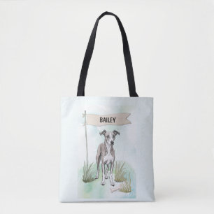Whippet Watercolor Personlig Hund Tygkasse