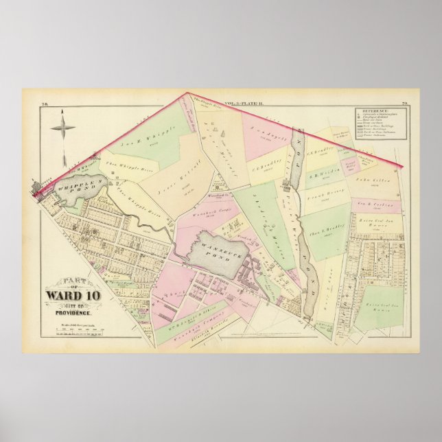 Whipples Pond Genève Mills Wanskuck Mil Atlas Kart Poster (Framsidan)