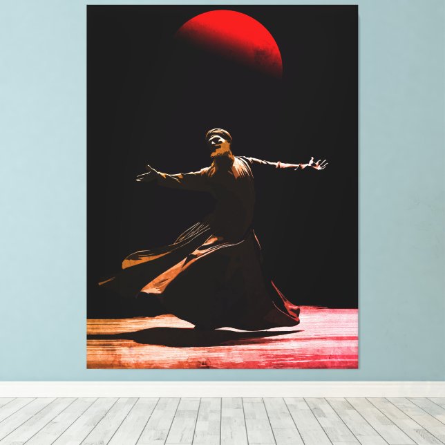 Whirling Dervish Sufi Spiritual Dance Islamic Art Canvastryck (Insitu (trägolv))
