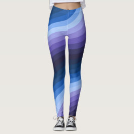 Whirling Indigo Abstrakt Diagonal Rainbow Swirl Leggings