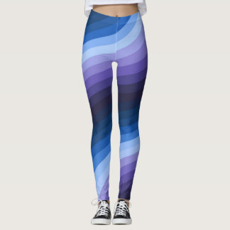 Whirling Indigo Abstrakt Diagonal Rainbow Swirl Leggings