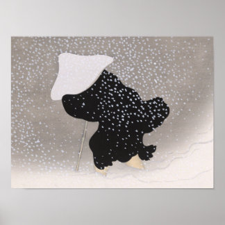 Whirling Snö japansk Woodblock Skriv ut Poster