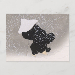 Whirling Snö japansk Woodblock Skriv ut Vykort