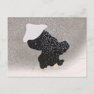 Whirling Snö japansk Woodblock Skriv ut Vykort