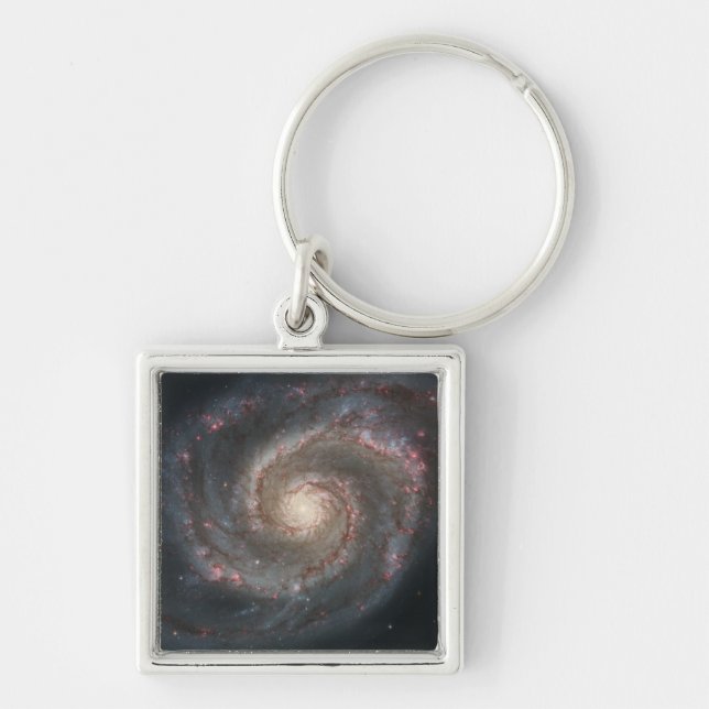 Whirlpool Galaxy M51 & Assion Space Fyrkantig Silverfärgad Nyckelring (Framsidan)