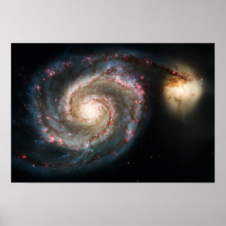 Whirlpool Galaxy - riktigt foto Poster