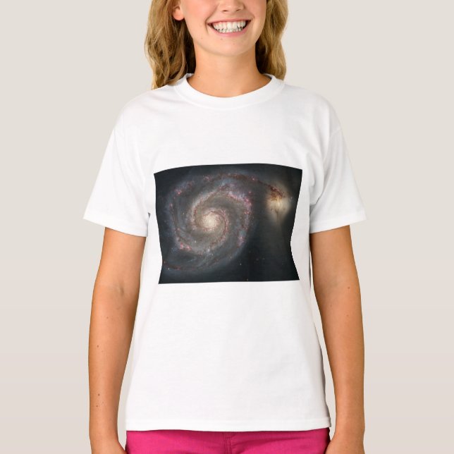 Whirlpool Galaxy (Space) (Universe) (Messier 51A) T Shirt (Framsida)