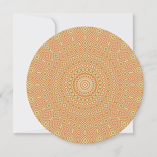 Whirlpool Mosaic Round Note Card i Guld och Olive Tack Kort (Framsida)