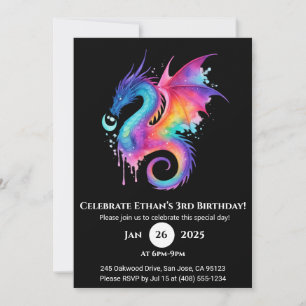 Whirlwind Galaxy Dragon Birthday-inbjudan Inbjudningar