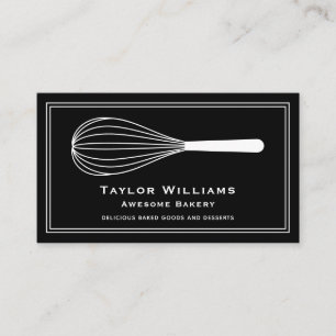 Whisk Bakery Bake Shop Cafe Black and White Visitkort