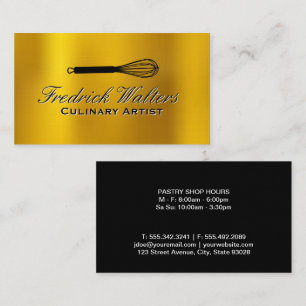 Whisk-Logotyp Bakgrund Guld Metall Visitkort