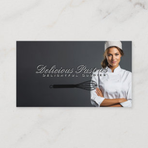 Whisk-Logotyp Chef Woman Visitkort