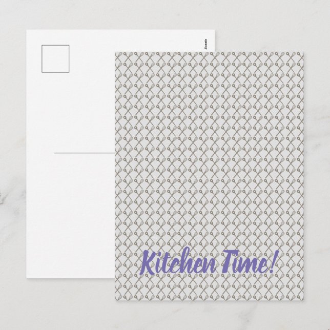 Whisk och Cooking Spoon Mönster för köksmäskor Helg Vykort (Fram/baksida)