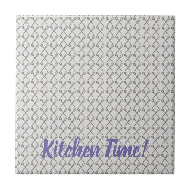 Whisk och Cooking Spoon Mönster för köksmäskor Kakelplatta (Framsidan)