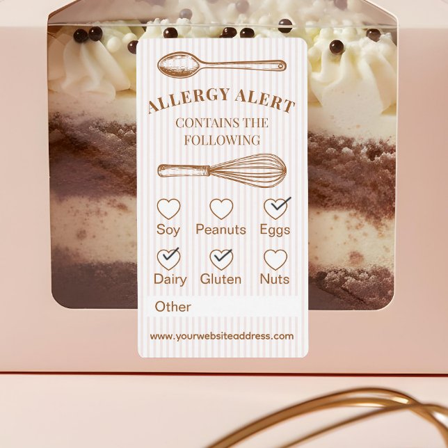 Whisk Spoon Bakery Allergi Alert Bakverk Mat Fraktsedel (Whisk Spoon Bakery Allergy Alert Baked Goods Food Label)