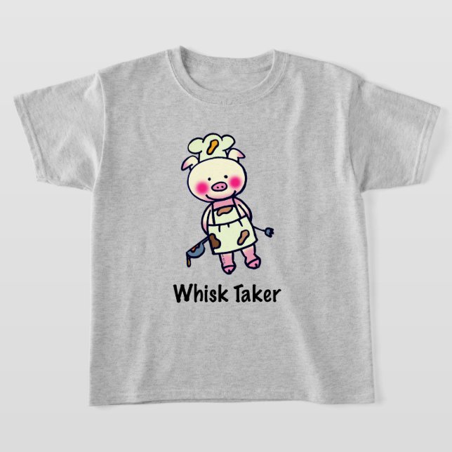 Whisk Taker Gris - Funny Chef Design T Shirt (Laydown)