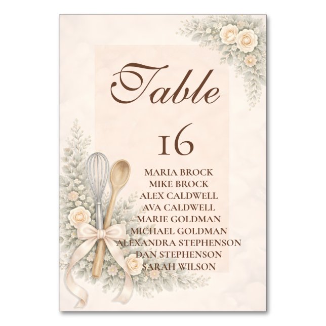 Whisked Away Rustic Baking Bridal Shower Bordsnummer (Framsidan)