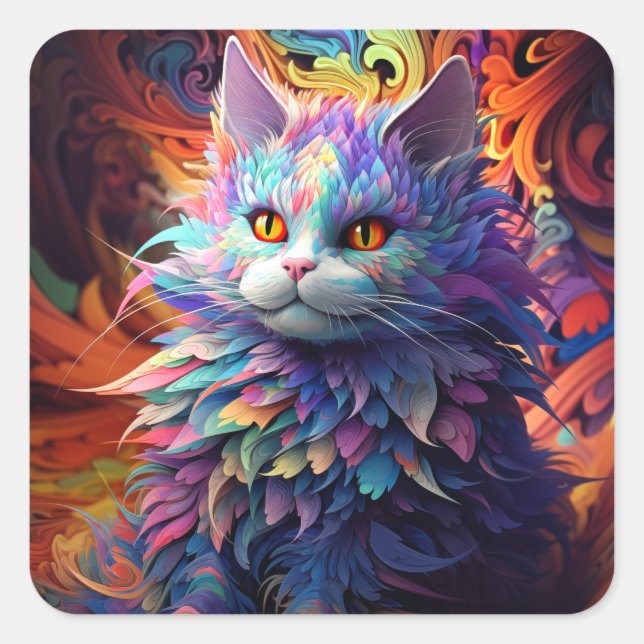 Whisker  fyrkantigt klistermärke (Framsida)