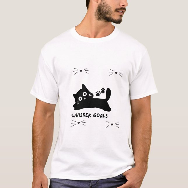 Whisker Goals Cat Silhouette T Shirt (Framsida)