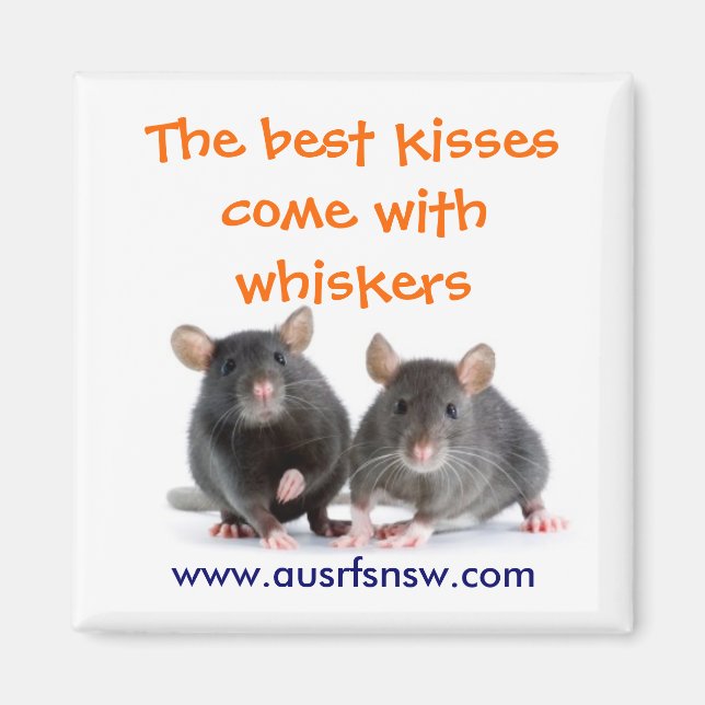 Whisker Kisses (råtta) Magnet (Framsidan)
