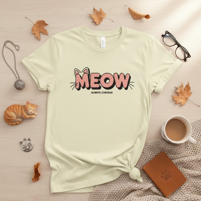 Whisker Typography Design – MEOW Minimal Cat T Shirt (Skapare uppladdad)