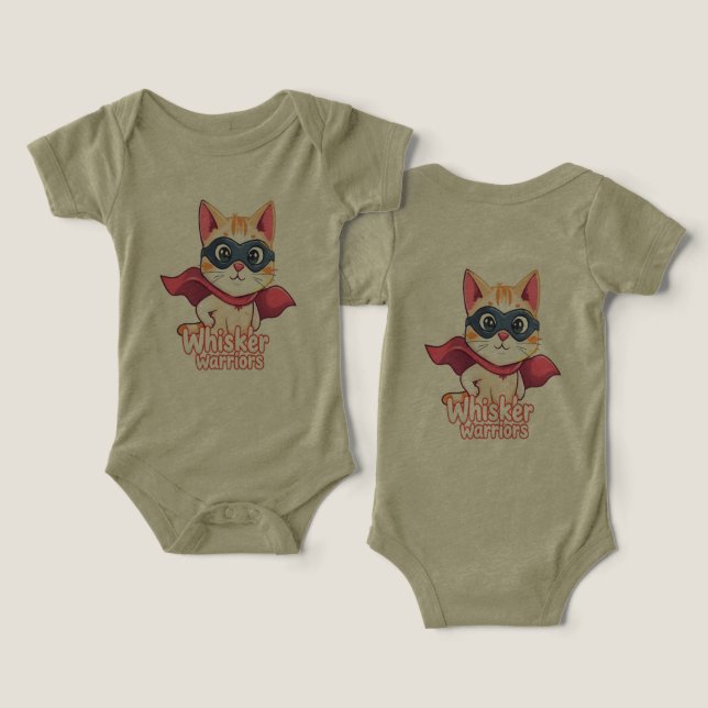 Whisker Warriors - Pastel Hero Cat T Shirt (Design fram och bak)