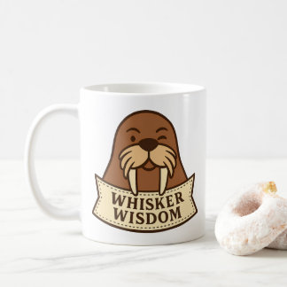 Whisker Wisdom Cute Jovial Walrus Mascot Cartoon Kaffemugg