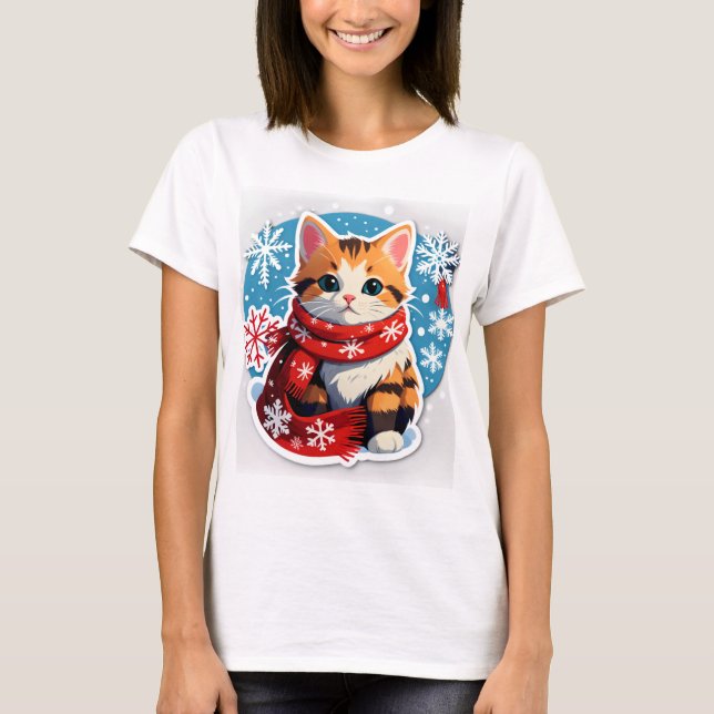 Whisker Wonderland - Cute Winter Cat Shirt T (Framsida)