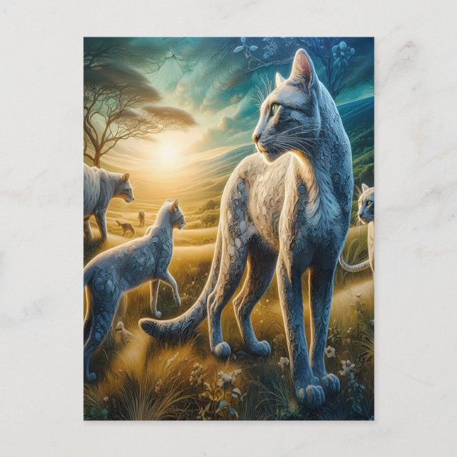 Whisker Wonderland: Kattdjur Family Frolic Vykort (Framsida)