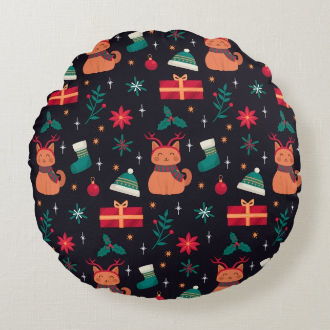 Whisker Wonderland Rund Kudde (Framsidan)