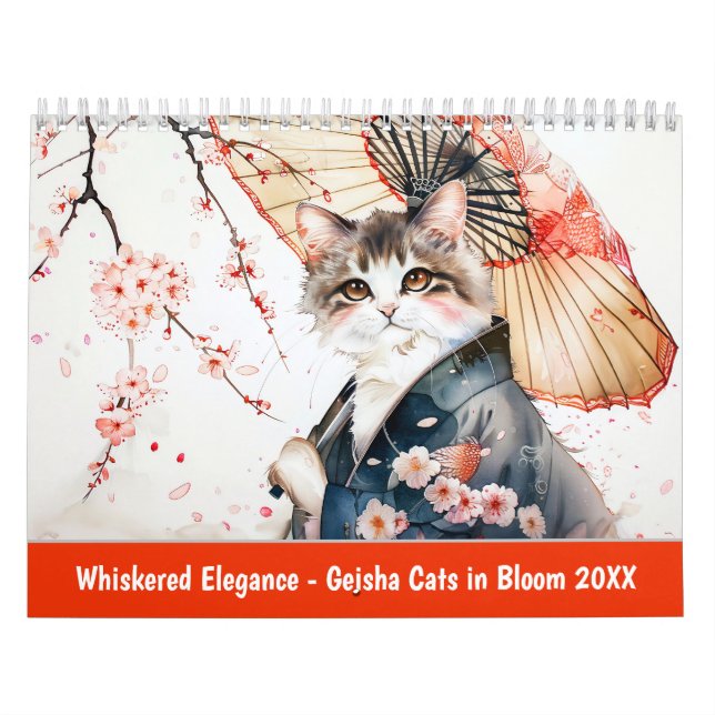 Whiskered Elegance – Geisha Cats in Bloom Kalender (Omslag)