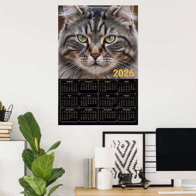 Whiskered Gaze: 2026 Tabby Calendar Poster (Hemmakontoret)