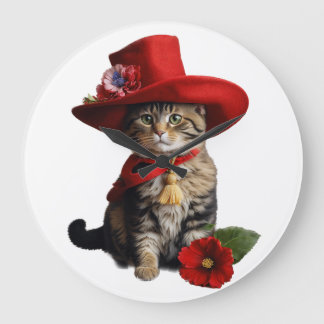 "Whiskered Watcher: Cat Wall Clock" Stor Klocka