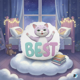 "Whiskered Wonders: My Best Cat Saga Minimalist Rund Kudde
