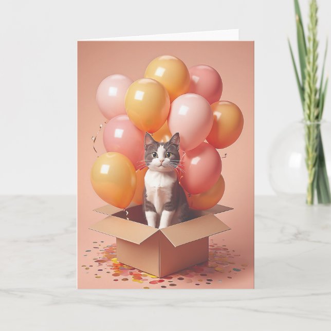 Whiskers and Sunshine Birthday Kort (Framsida)