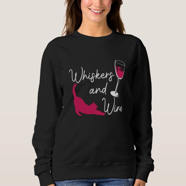 Whiskers And Wine Drinking Cat Drinker Sayings Gra T Shirt (Framsida)