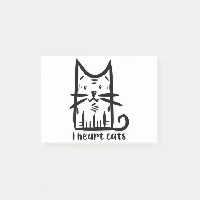 Whiskers Cat, I heart cats Post-it Block (Framsida)