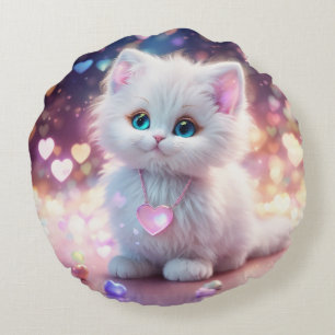 Whiskers & Dreams: Adsible Cat Pillow Rund Kudde