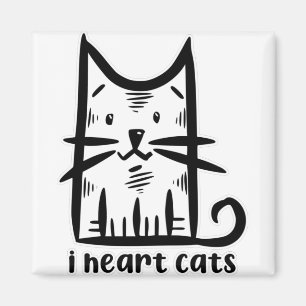Whiskers Katt, jag älskar katter Magnet